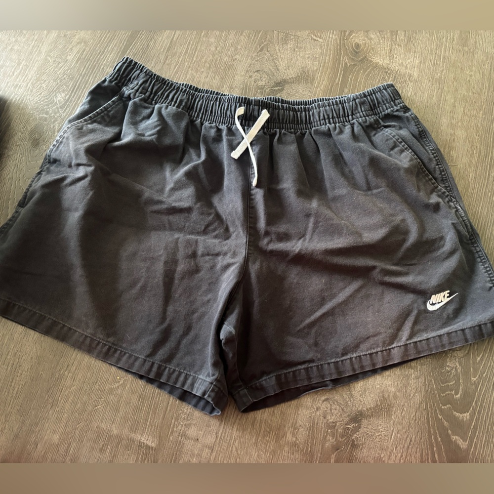 Nike Black Casual Drawstring Shorts with White Swoosh